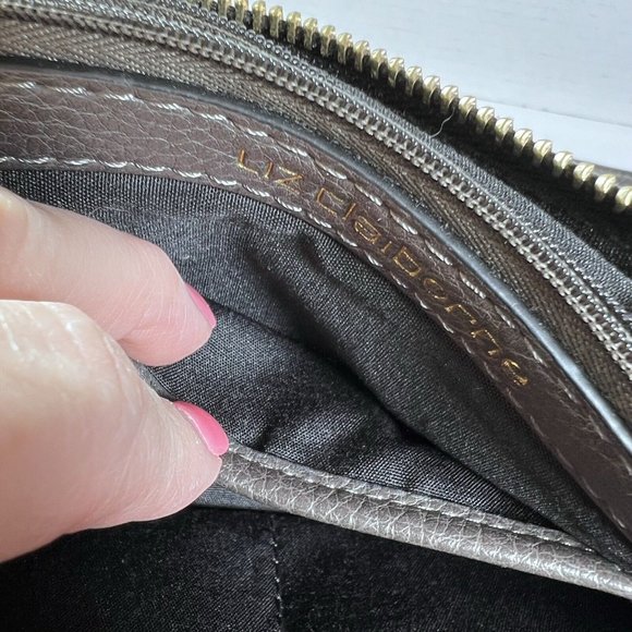 Liz Claiborne Kelsey Handbag Purse Mini Tote 7.5" Black & Grey Vegan Leather - Picture 13 of 16